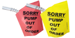 red yellow pump out of order service gas nozzle cover bag