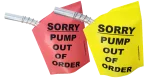 red yellow pump out of order service gas nozzle cover bag