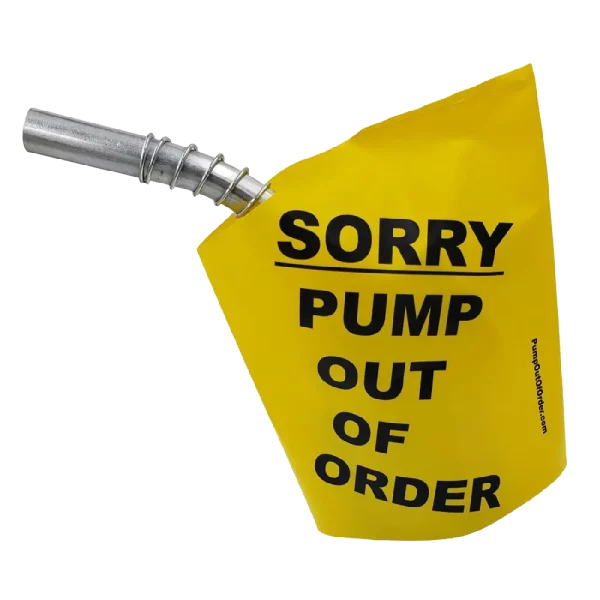 yellow pump out of order service nozzle cover bag